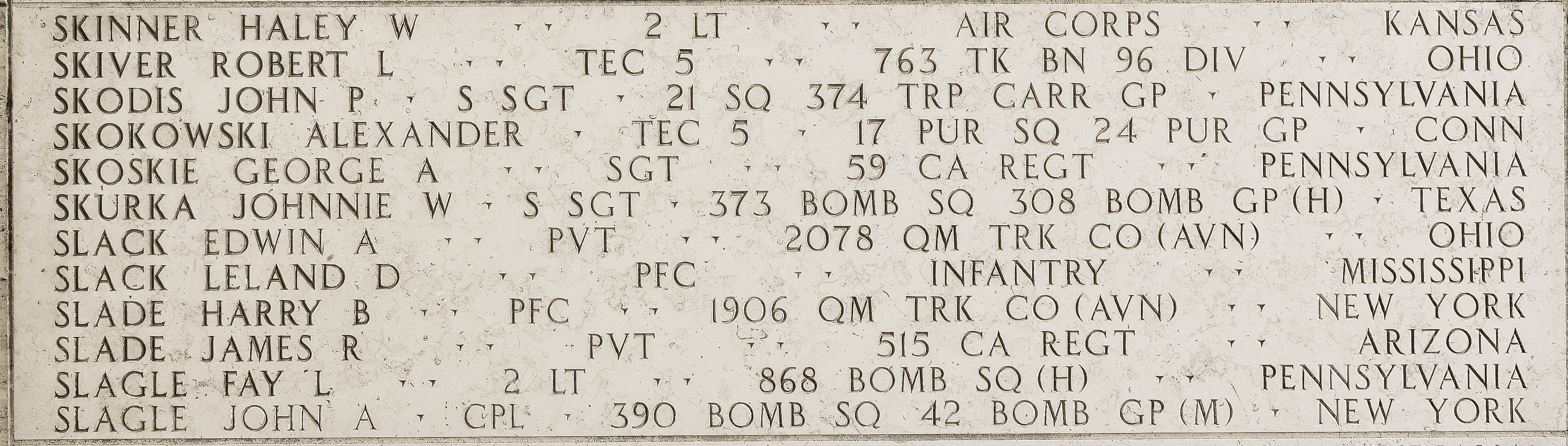 Fay L. Slagle, Second Lieutenant